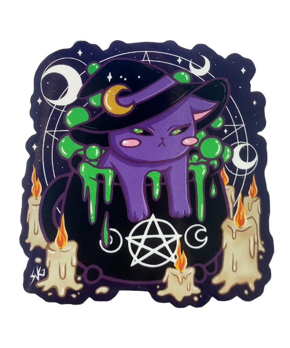 BELLADONA CAT IN A CUP STICKER