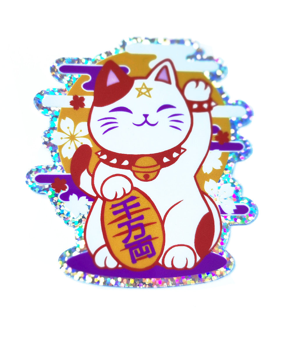 MANEKI CAT GLITTER STICKER