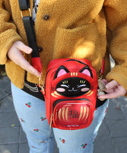 Load image into Gallery viewer, PREORDER Daruma neko small black Ita bag

